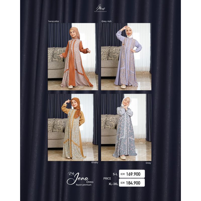 dress gamis anak kids arrafi Jena dress kids arrafi ORI cantik trandy kekinian best seller terbaru n