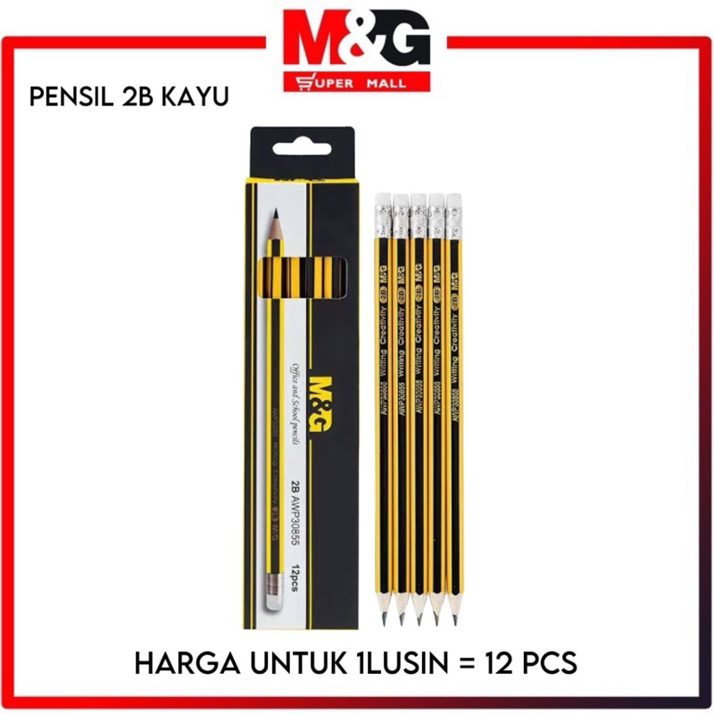 

M&G Pencils W/Eraser 2B Black Yellow /M&G Pensil Kayu 2B Awp30855