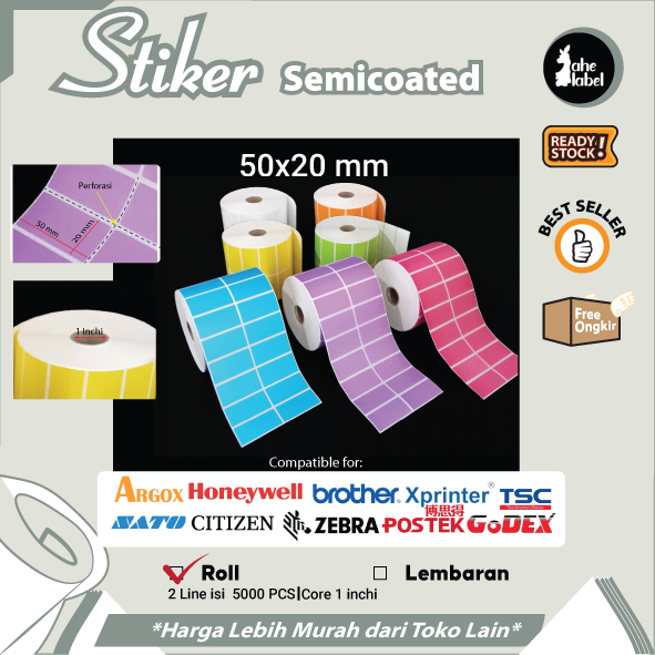 

LABEL STICKER 50X20 MM SEMICOATED STIKER LABEL 50X20 MM