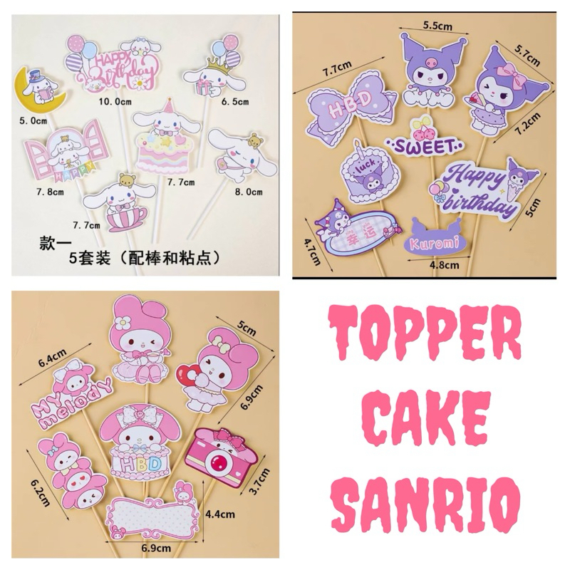 

TOPPER CAKE HAPPY BIRTHDAY SANRIO MELODY KUROMI CINNAMOROLL