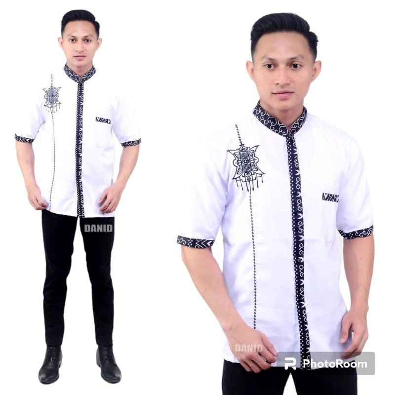 Baju Koko bordir pria dewasa baju batik laki-laki lengan pendek motif bordir aceh koko terbaru 2024