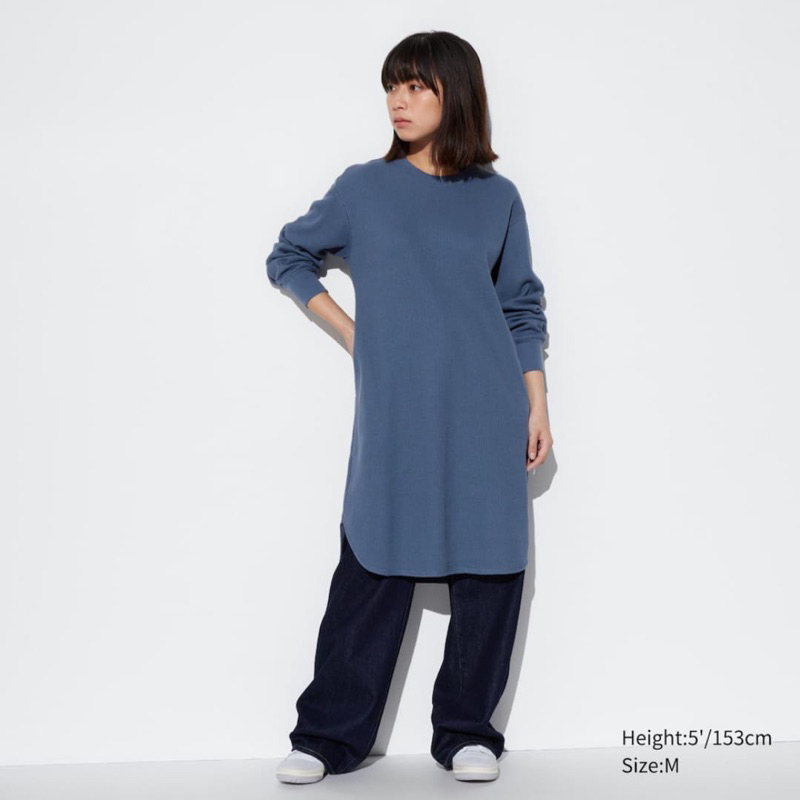 UNIQLO GAUN WAFFLE LENGAN PANJANG