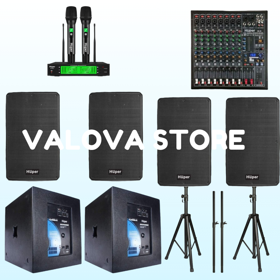 Paket 3 soundsystem Huper QA15A + Sub SRP118SE + Huper IG8