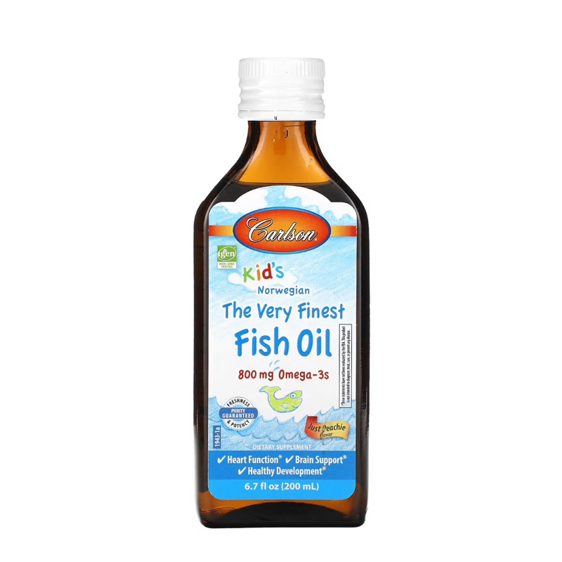 Carlson Kids Norwegian The Very Finest Fish Oil Just Peachie 800 mg 200 ml