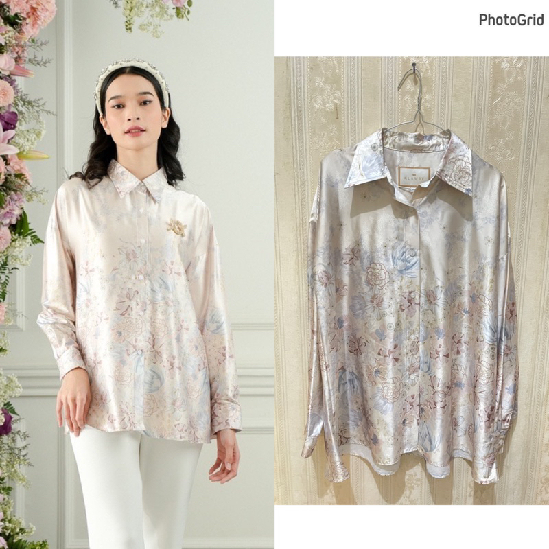 preloved wearing klamby anyelir shirt creme size XS LD 104cm original bukan preloved buttonscarves