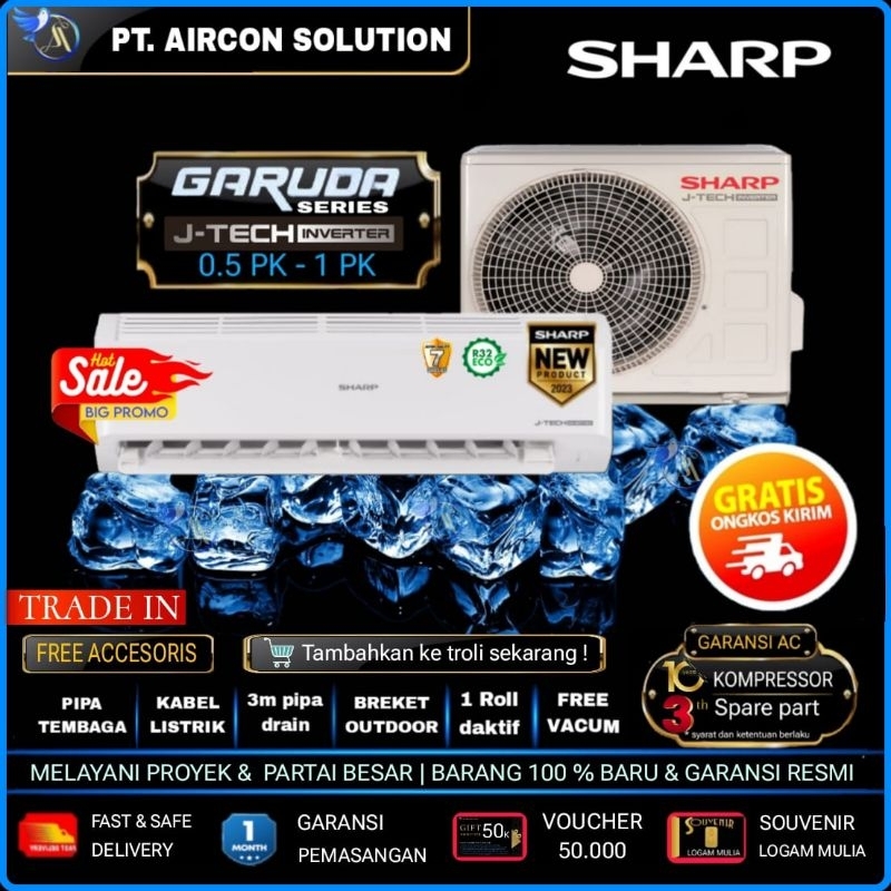 AC SHARP INVERTER 0.5 PK seri X06BEY + Pasang n bs tukar tambah