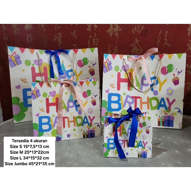 paper bag goodie bag kado ulang tahun anak dewasa ultah besar jumbo XXL kecil sedang besar