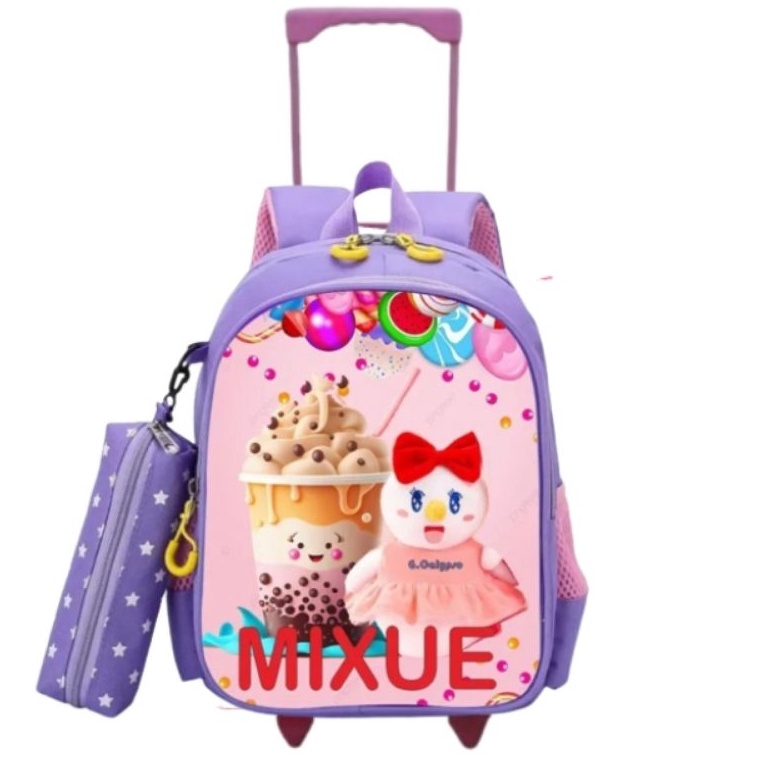 Kilat Hemat troli mixue premium  tas roda anak perempuan  cod  bayar di tempat  tas dorong mixue