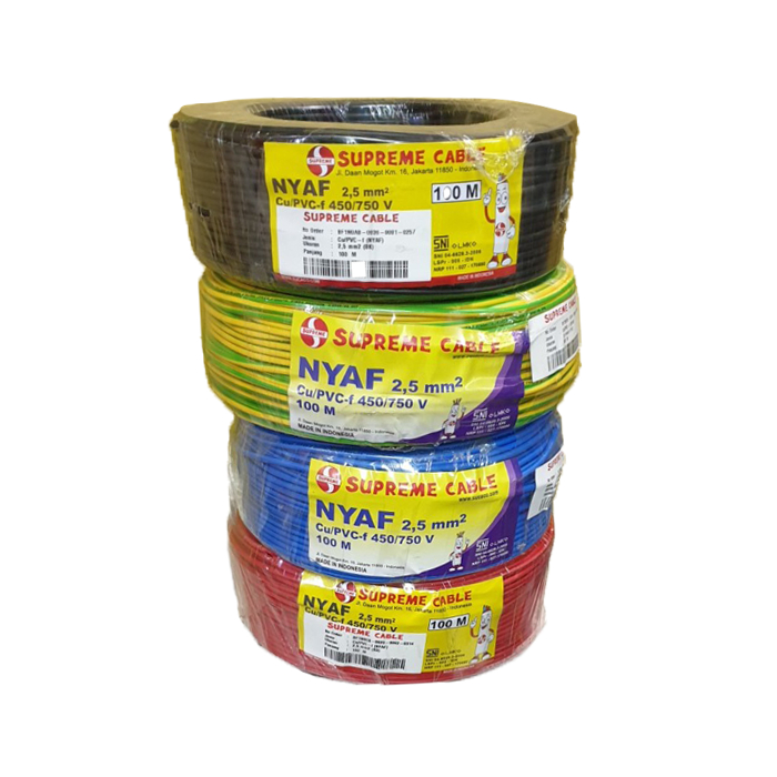 Kabel Listrik Serabut Nyaf 1x2.5 1x2,5 ISI 1 2.5 MM Supreme Tunggal Single Core Panel Grounding SISI