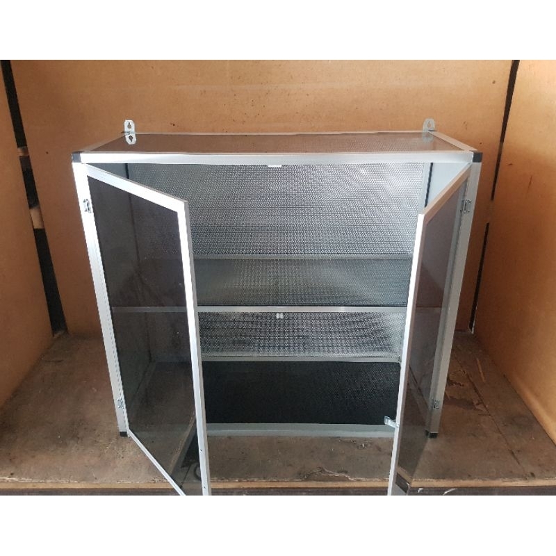 rak lemari gantung kitchen set atas aluminium kaca 2 pintu
