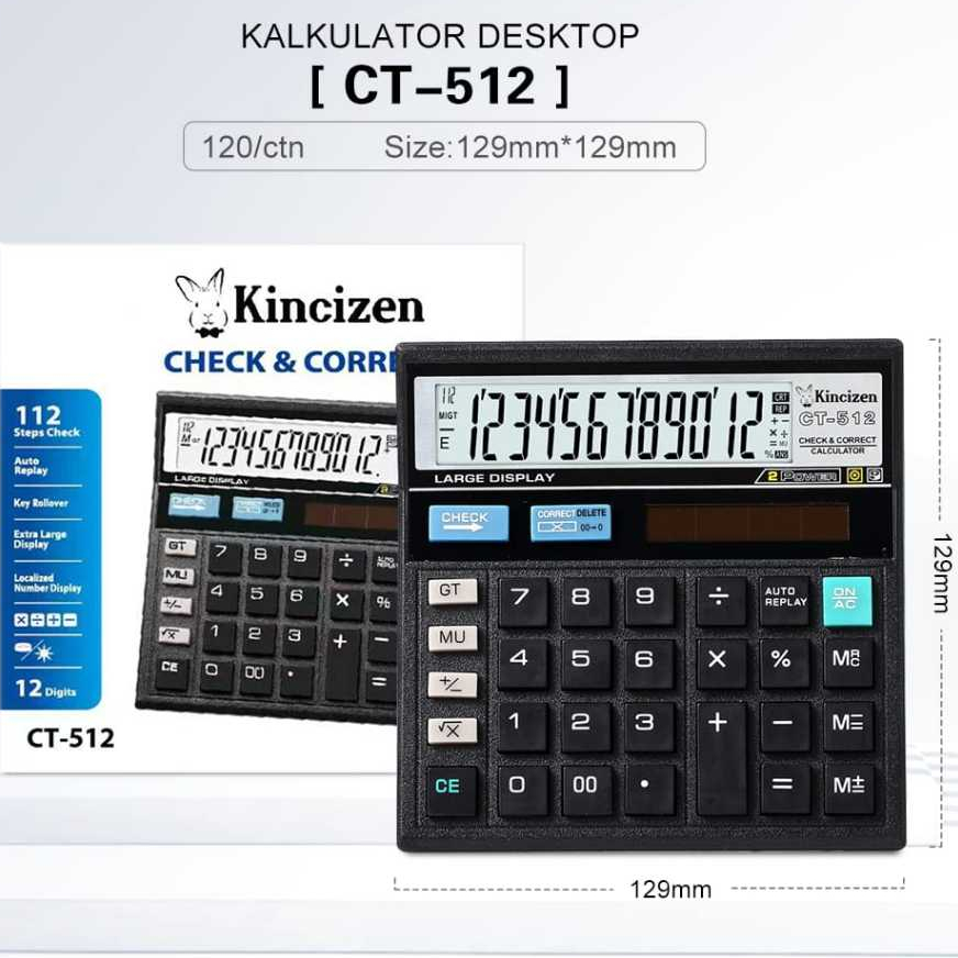 

Kalkulator Calculator KINCIZEN CT-512 12Digit CT 512 12 Digit HITAM CALCULATOR MURAH 12 DIGIT