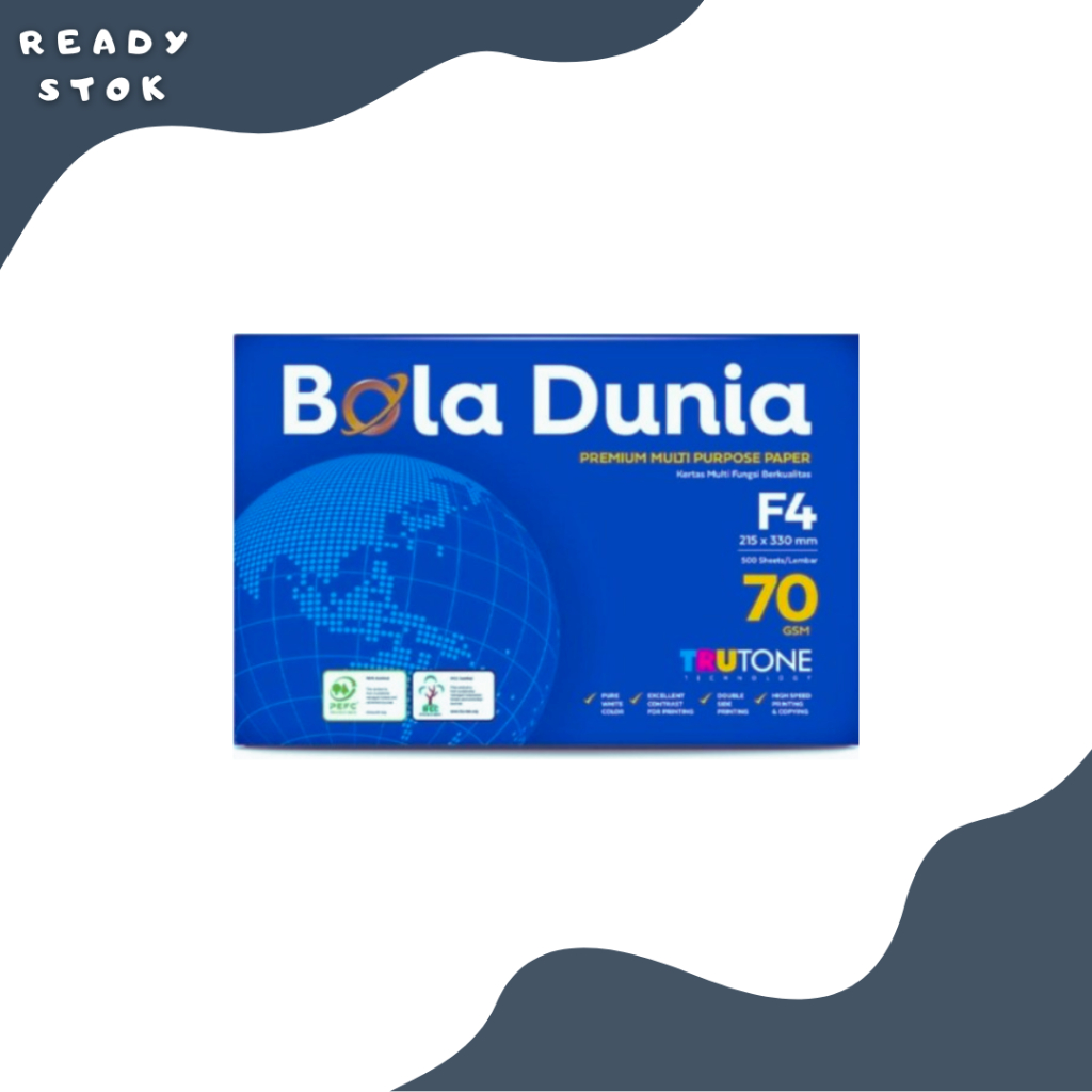 

KERTAS HVS BOLA DUNIA F4 70 Gsm / HVS BOLA DUNIA F4 / HVS F4