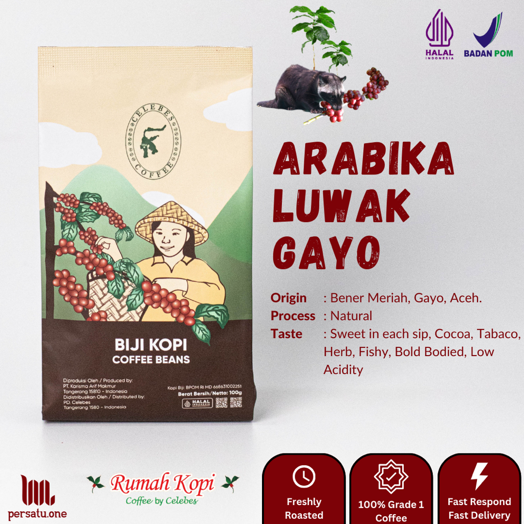 

[CELEBES COFFEE] Kopi Arabika Luwak Bubuk/Biji/Espresso