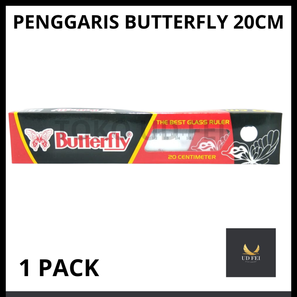 

(1 PACK) Penggaris Butterfly 20cm/ Garisan Butterfly 20cm/ Penggaris 20cm/ Penggaris Bening 20 cm