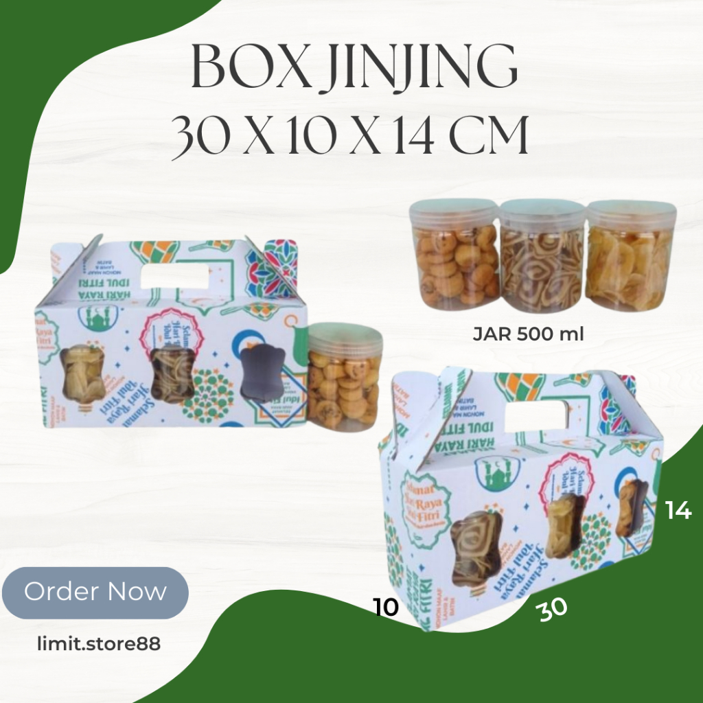 

Box Kuker jar 30x10x14 Toples Tabung 600 ml isi 3 Jinjing Gable Box Jar Kue Kering Gable Box Serbaguna Botol Dus Kue Kering
