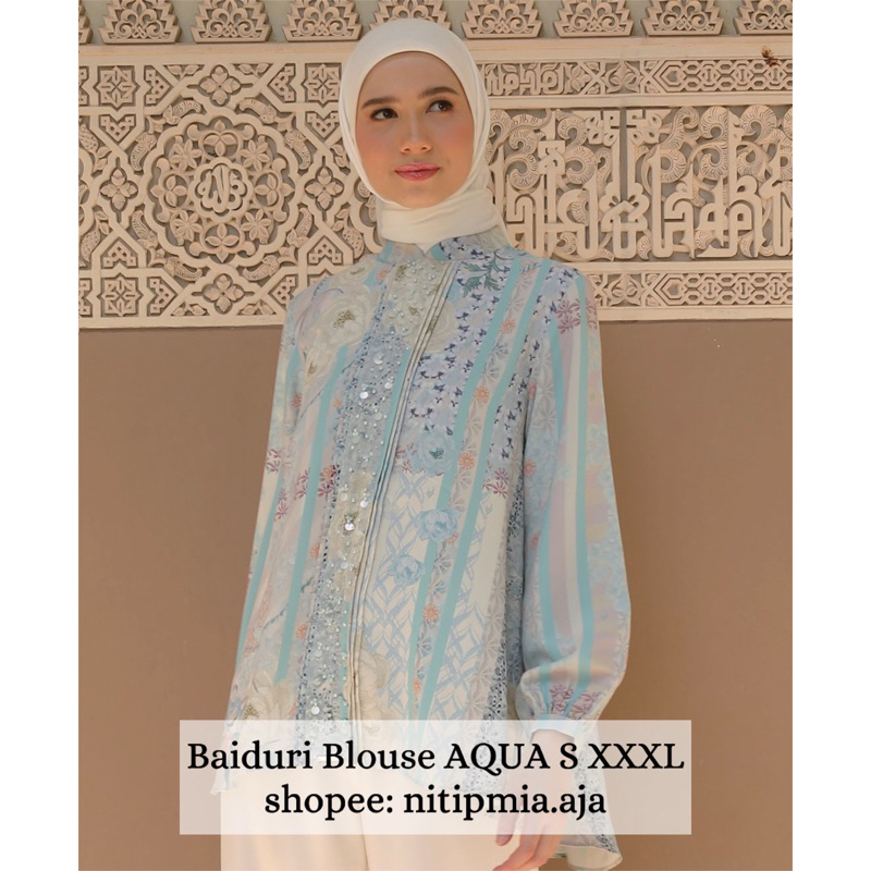BAIDURI BLOUSE AQUA M XXXL | FEI SHIRT by Muda Official