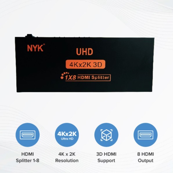 NYK HDMI Splitter 8 Port UHD 4K 2K