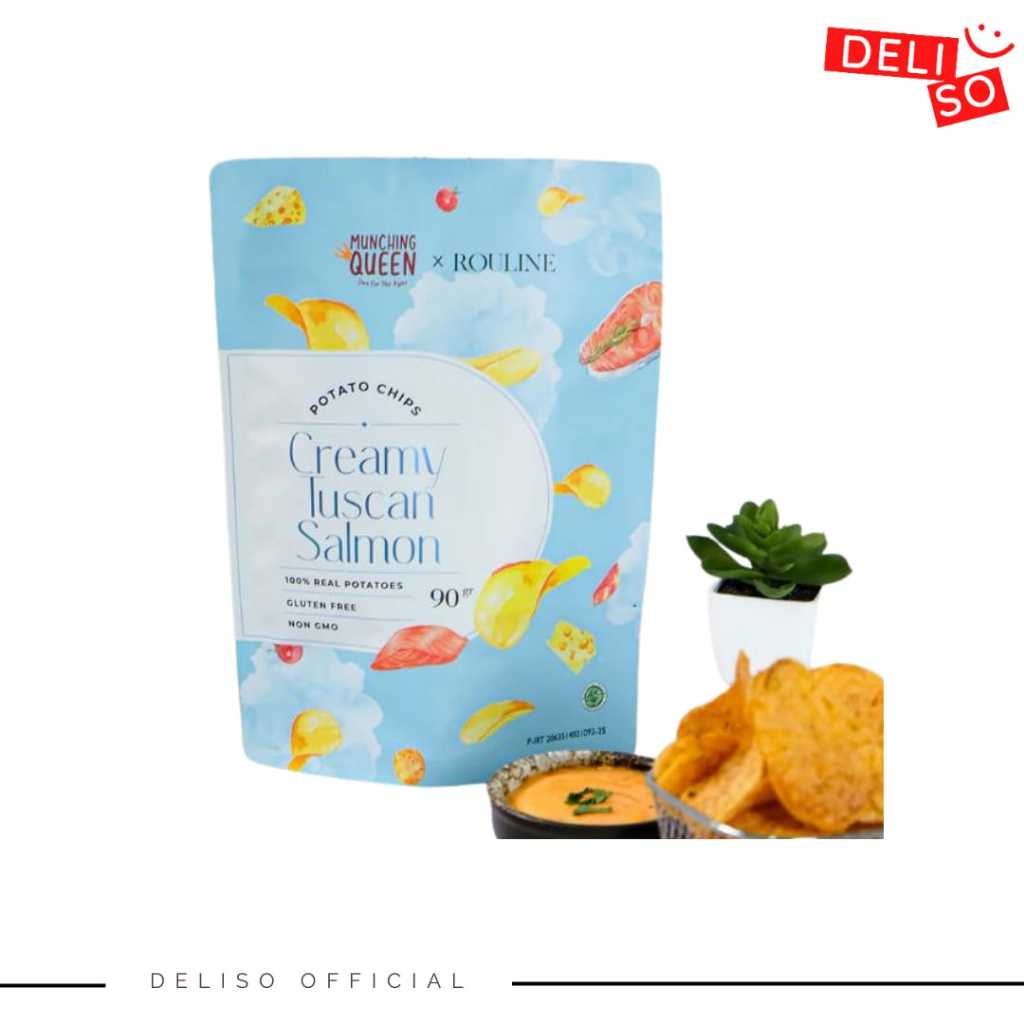 Munching Queen Potato Chips Creamy Tuscan Salmon 40gr / Snack Keripik Kentang 1thn+
