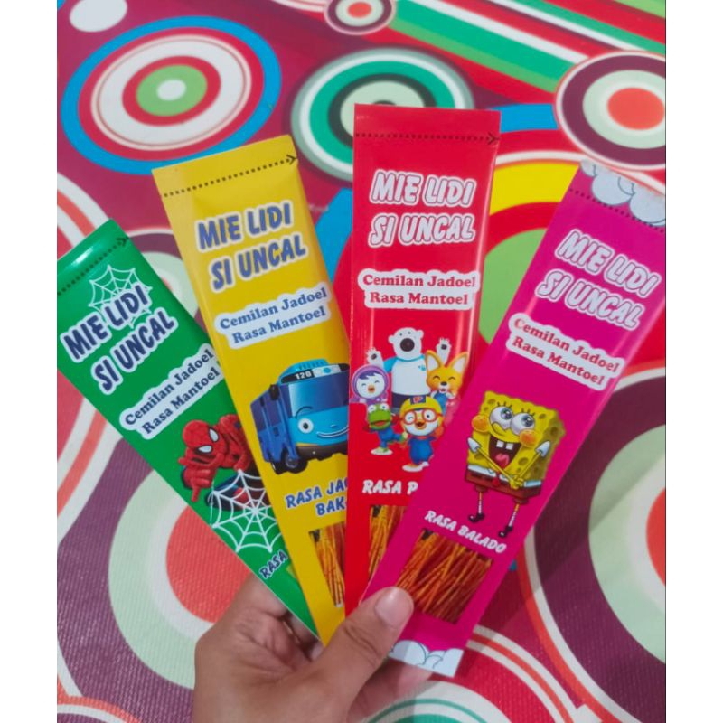 

1pack (12pc) (1lusin) Mie Lidi Karakter Mie Lidi si Uncal Mie Lidi Viral Mie Lidi kekinian