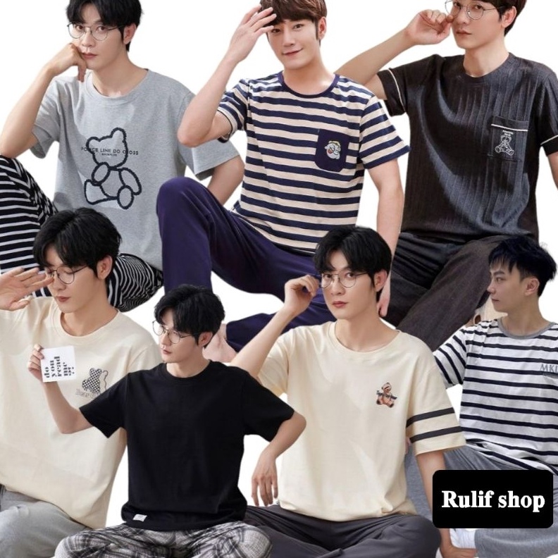 Termurah RULIF SETELAN PIYAMA BAJU TIDUR PRIA cp piyama cowok lengan pendek baju tidur piyama pria D