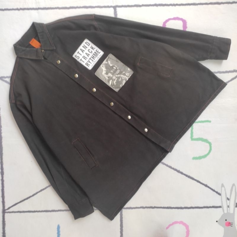 jacket denim attention Korea size super jumbo hitam