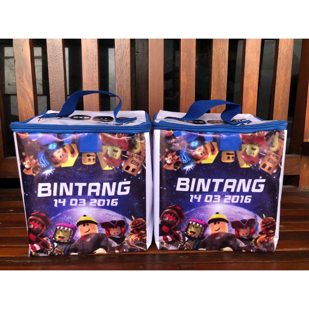 TAS SOUVENIR ULANG TAHUN KUBUS TEMA ROBLOX/TAS BOX NASI TEMA ROBLOX