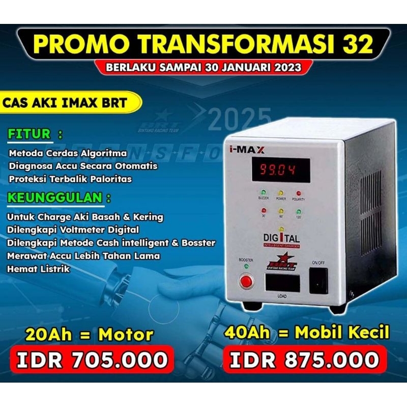 Charger Aki Motor dan Mobil BRT 20AH 40AH Cas Aki BRT mobil motor 20ampere 40ampere