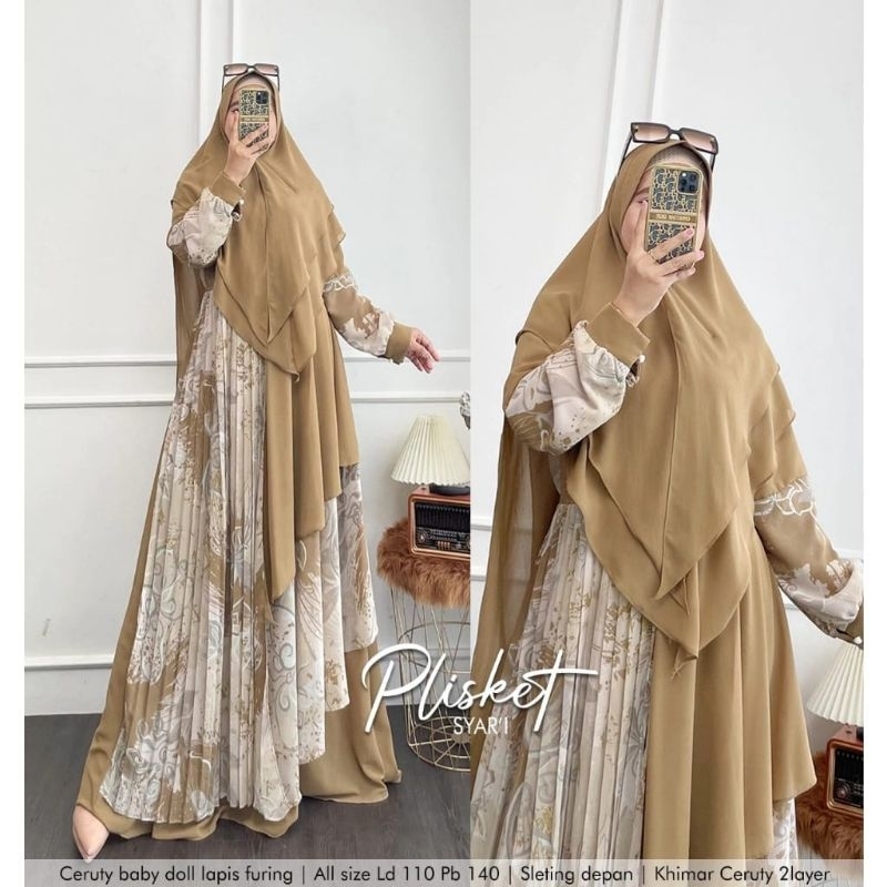 Plisket syar'i 14||Gamis terbaru||Gamis kekinian