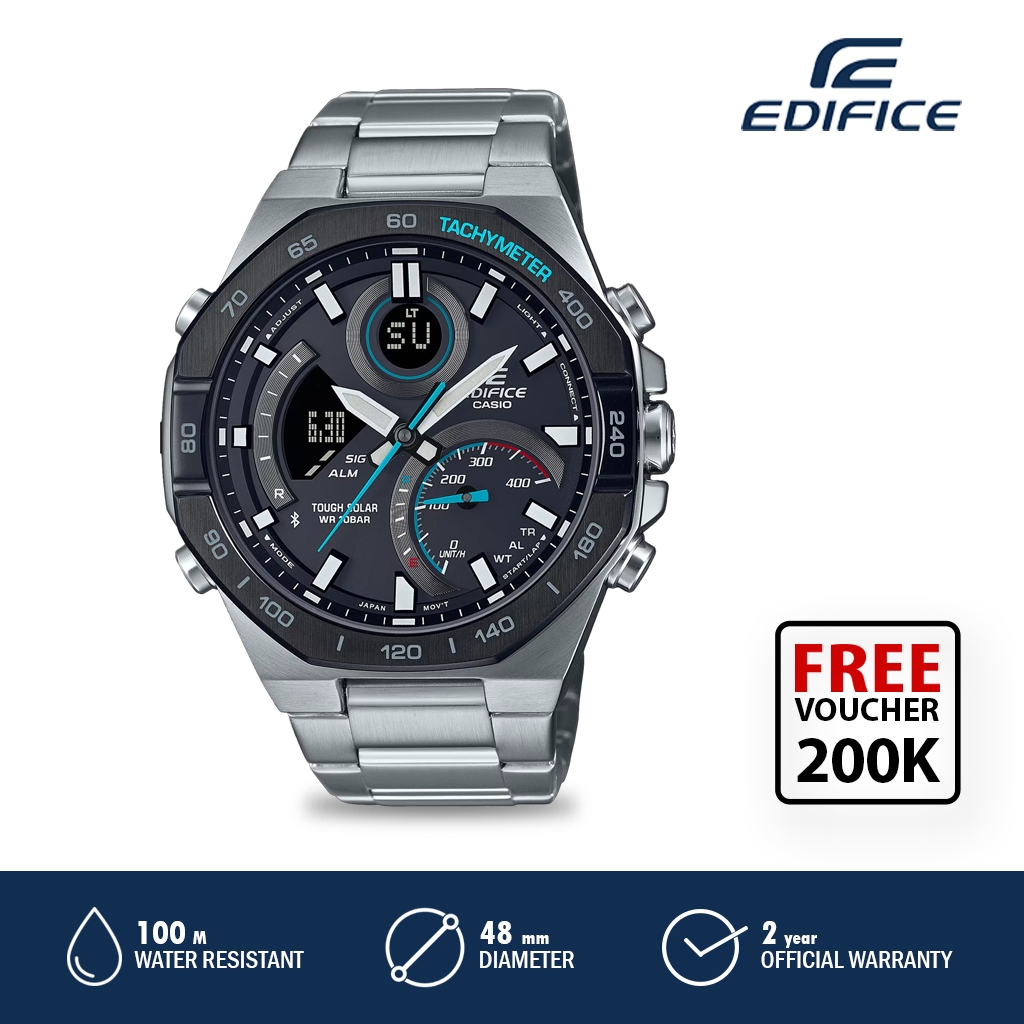 Casio Edifice Jam Tangan Analog Pria Original ECB-950DB-1ADF