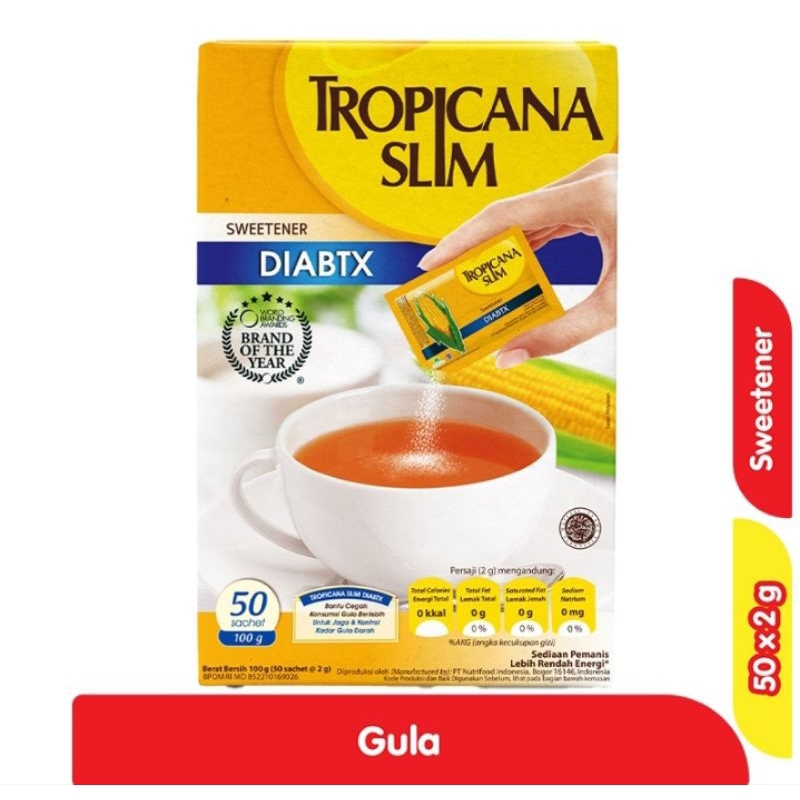 

TROPICANA SLIM DIABTX Pemanis Nol Kalori 50 x 2 g