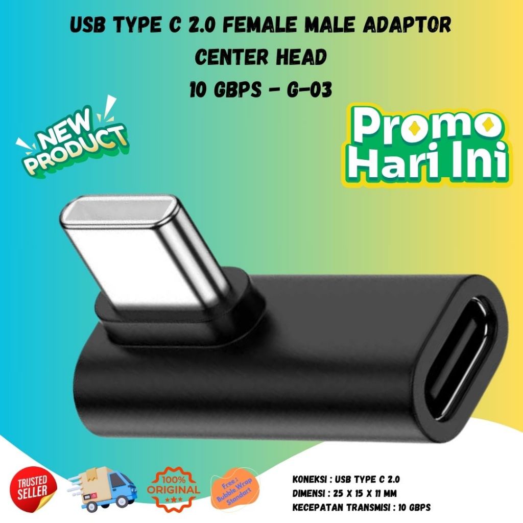 OTG Adapter Konektor USB Type C 2.0 Female To Male Center Head G-03 480 Mbps Berkualitas