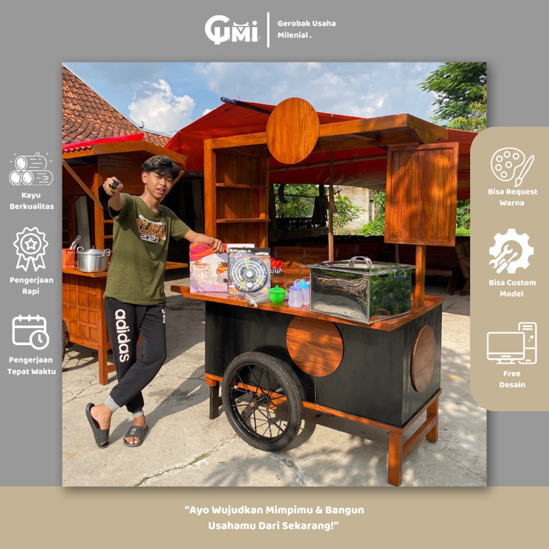 Gerobak Jualan Cilok / Bakso Paket Usaha | Gerobak Bakso Terbaru Komplit