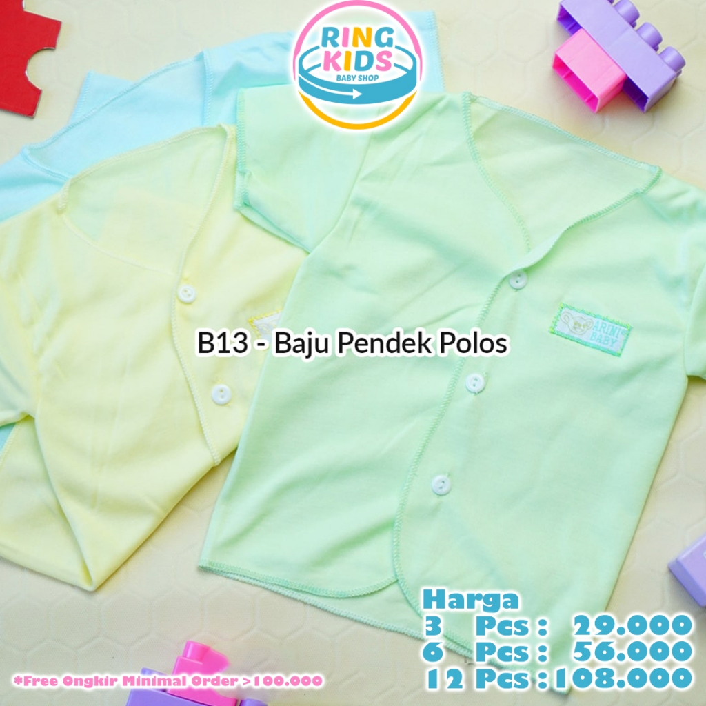 3PCS BAJU LENGAN PENDEK POLOS ARINI BABY SNI