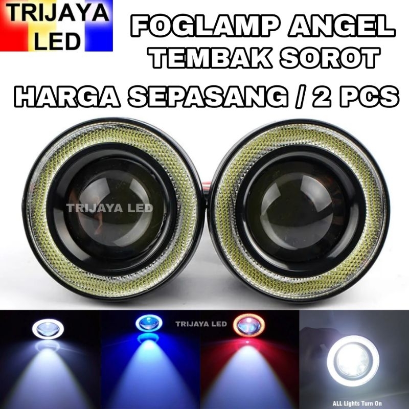 SEPASANG Lampu Tembak Foglamp Depan 2 PCS LED Kabut Daymaker 89mm 3.5 Inch 76mm 3 Inch Angel Eyes DR