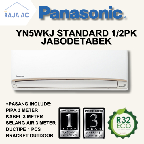 AC Panasonic 1/2 PK WKJ STANDARD FREE PASANG + AKSESORIS Raja AC Jakarta