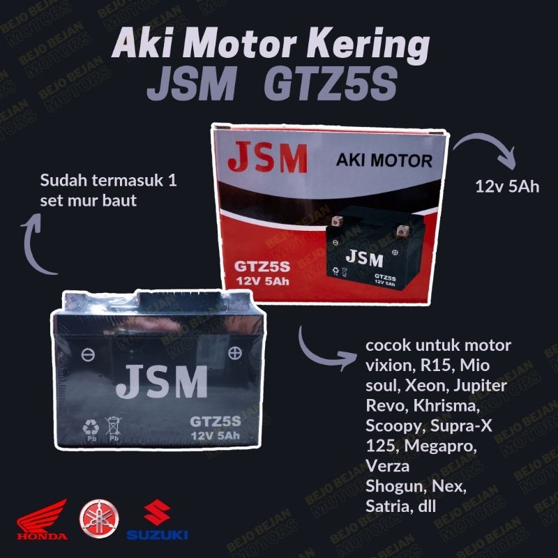 Aki Kering Motor GTZ5S 12v Honda Beat, Vario, Satria, Revo, Shogun, Kharisma