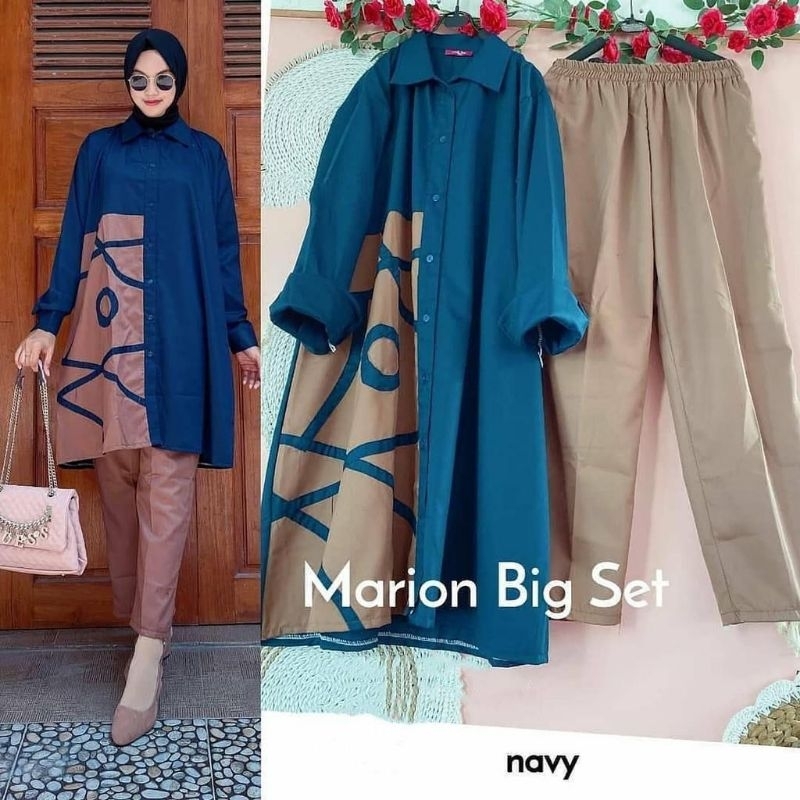marlong set jumbo/setelan jumbo wanita termurah/one set tunik+celana wanita terlaris ALL AIZE