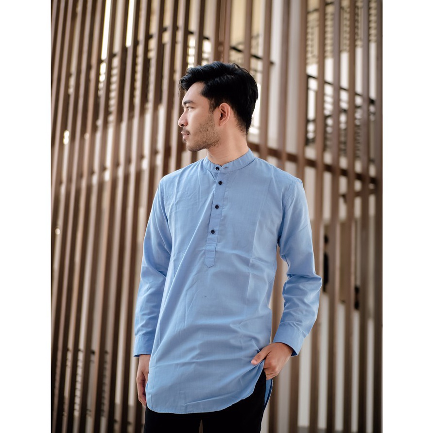 STOK SIAP COD Baju Koko Kurta Lengan Panjang Warna Biru Muda Biru Laut Ada Big Size Banyak Warna