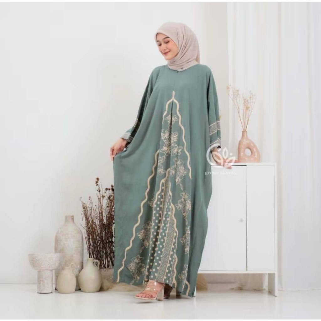 Kaftan India Jogja Premium Rayon Super Jumbo Busui Dress Nyaman Panjang Tebal By Batik Isrowiyah