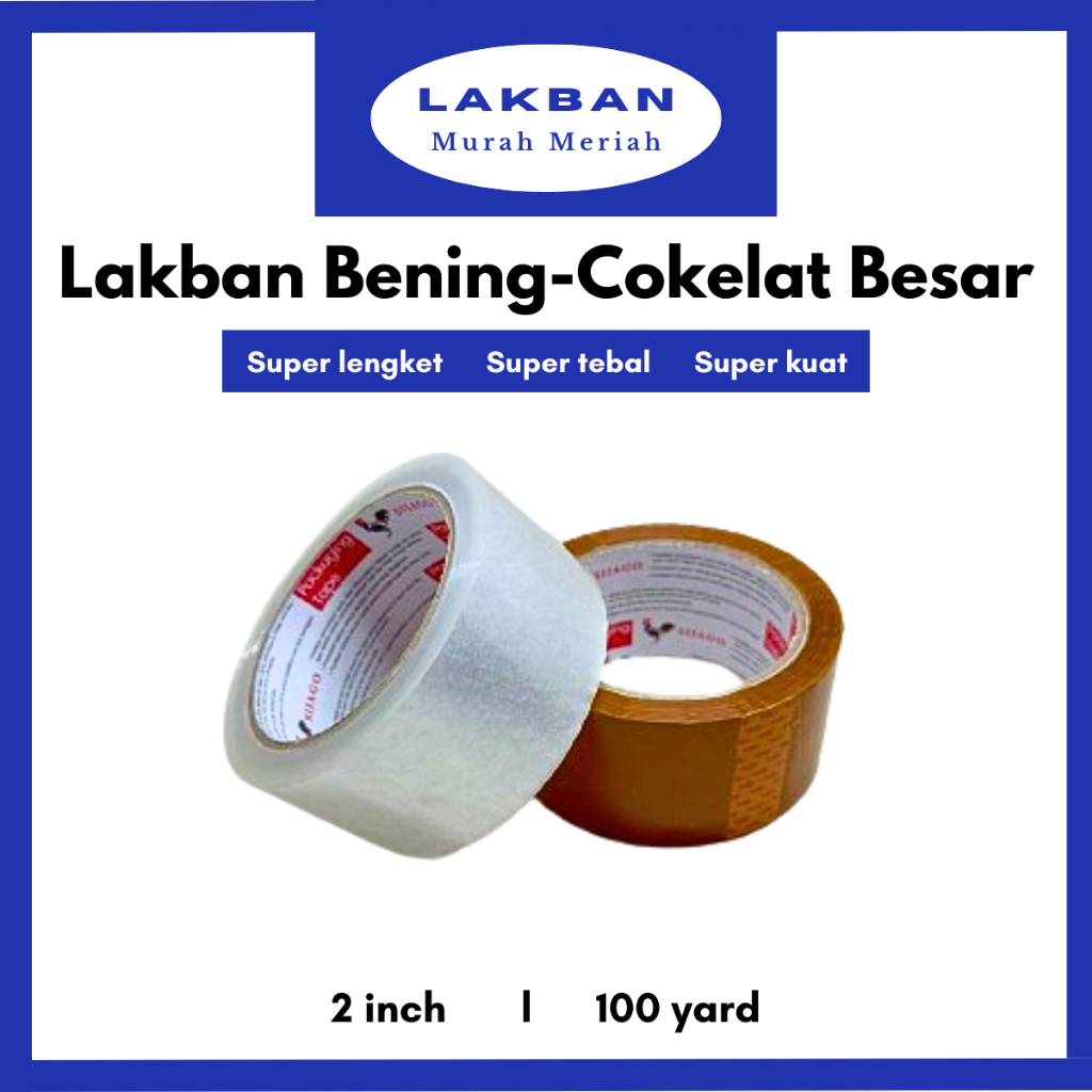 

[2 PCS/4 PCS] Lakban Bening Cokelat 2 inch x 100 yard Roll Solasi Bening Kuat Lengket Murah Instan Semarang