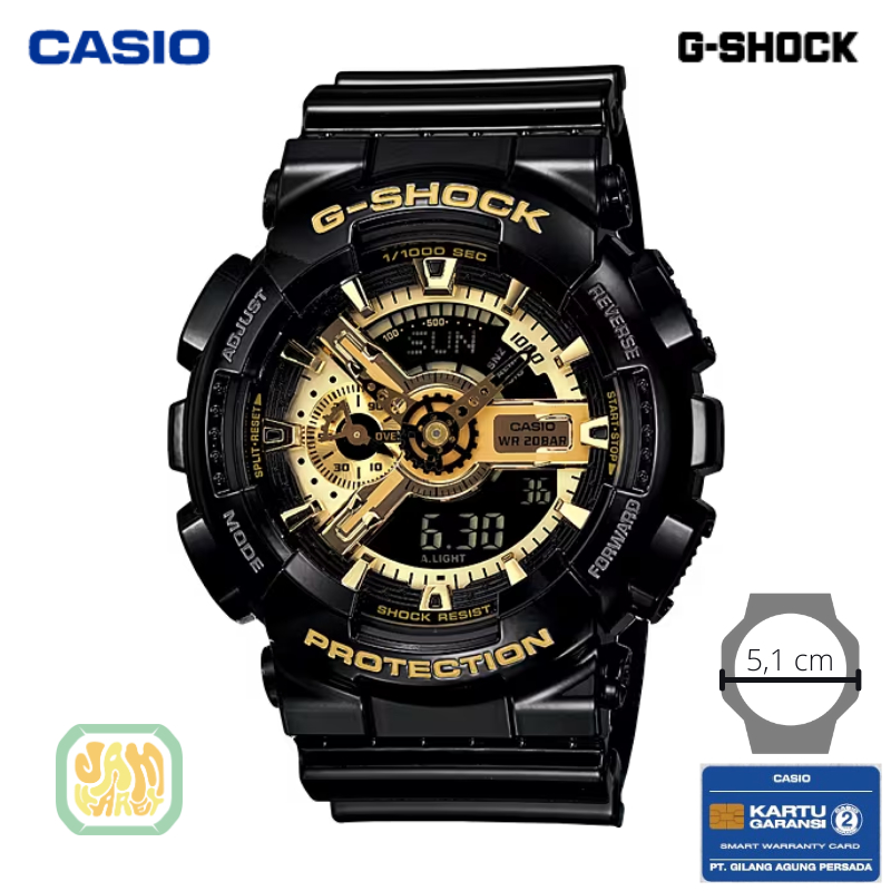 JAM TANGAN PRIA CASIO G-SHOCK GA-110GB-1A ORIGINAL - GSHOCK GA110GB HITAM GLOD