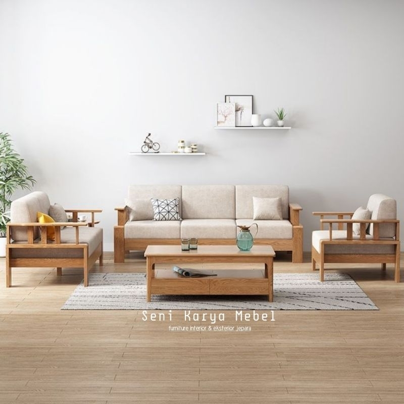 KURSI TAMU MINIMALIS JATI, KURSI TAMU SOFA JATI, KURSI TAMU BANTALAN MODERN KAYU JATI