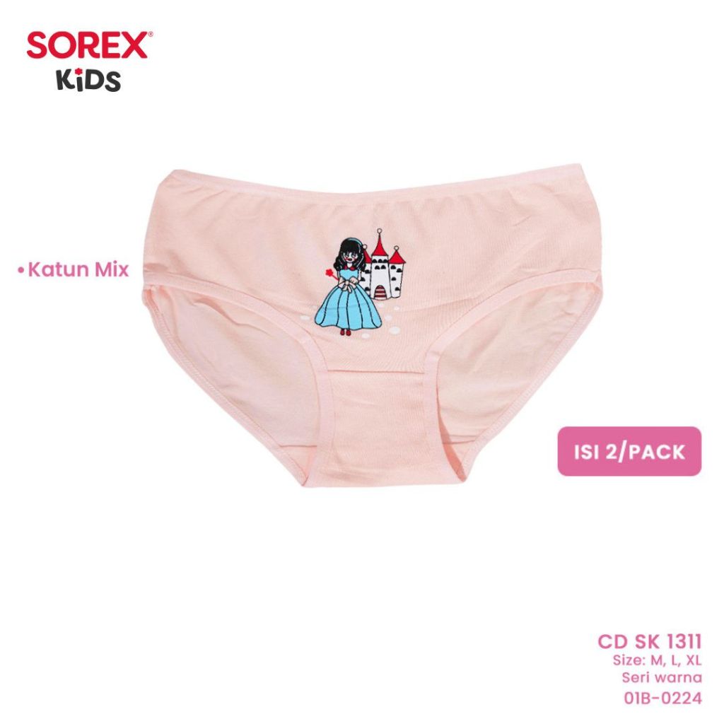 (1 Pack Isi 2 pcs) Sorex Kids Celana dalam Anak Perempuan  Pretty Princess CD SK 1311