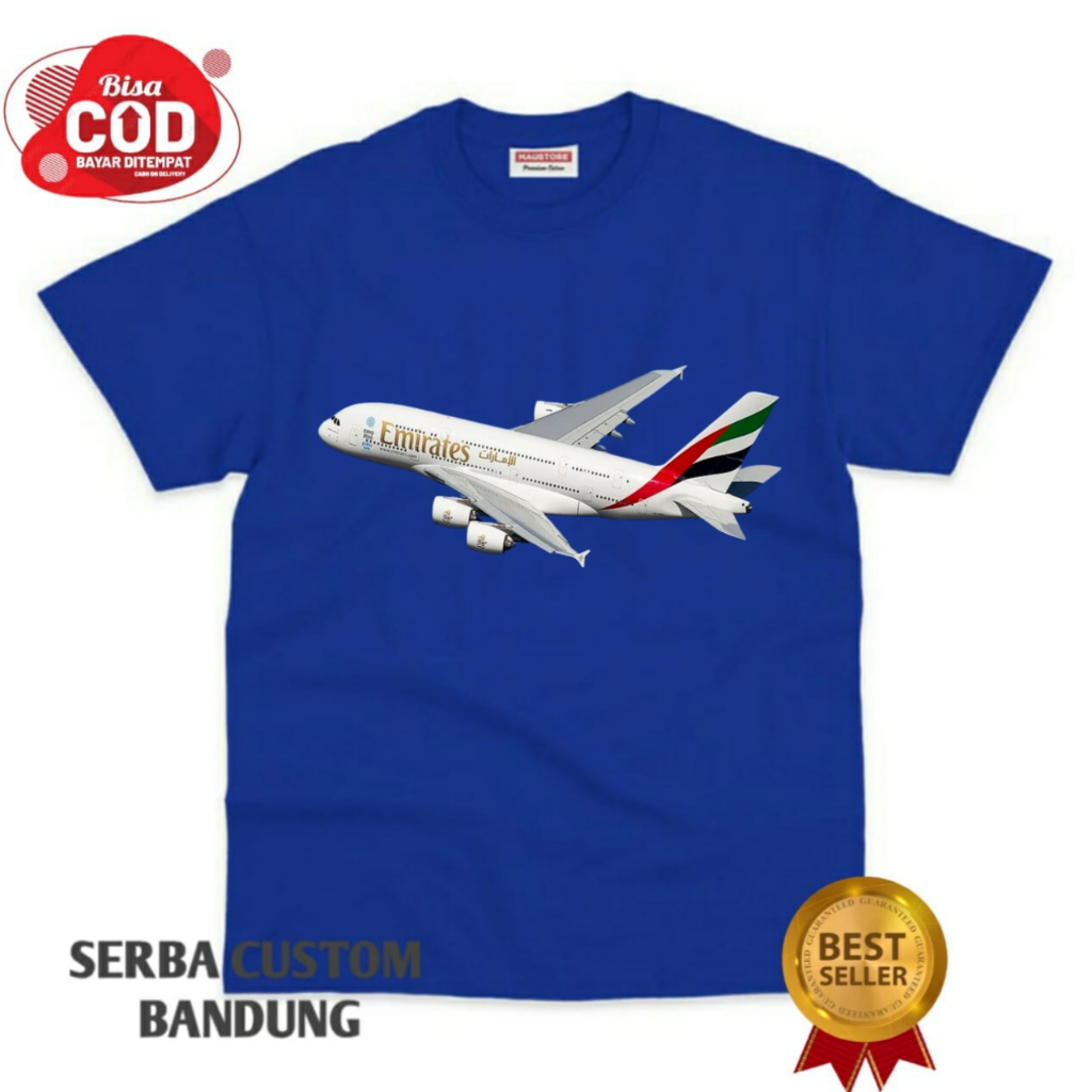 KAOS ANAK PESAWAT AIRBUS A380 EMIRATES BAHAN PREMIUM