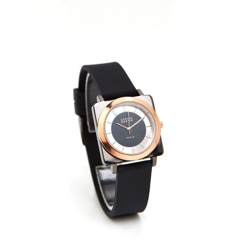 Sophie Martin paris jam tangan wanita Nora black rose gold