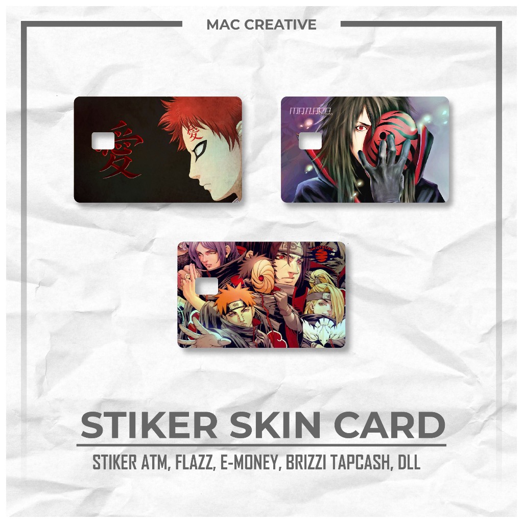Stiker Kartu ATM - Skin Card Skin Kartu Garskin ATM Emoney Tema Anime Naruto Hologram Glossy