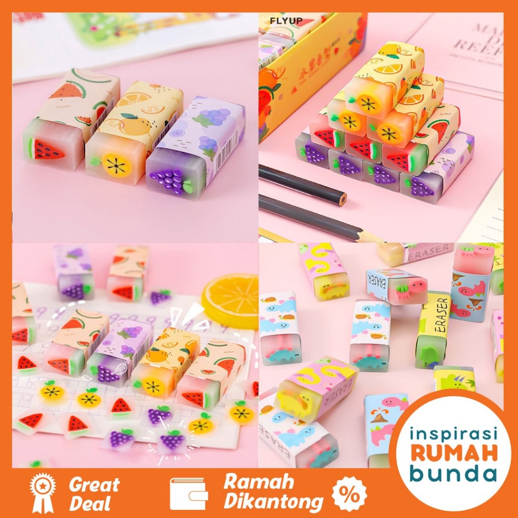 

Penghapus Pensil Karakter Motif Kartun Eraser Pencil Warna Warni Lucu Alat Tulis Penghapus Karet Perlengkapan Sekolah Anak