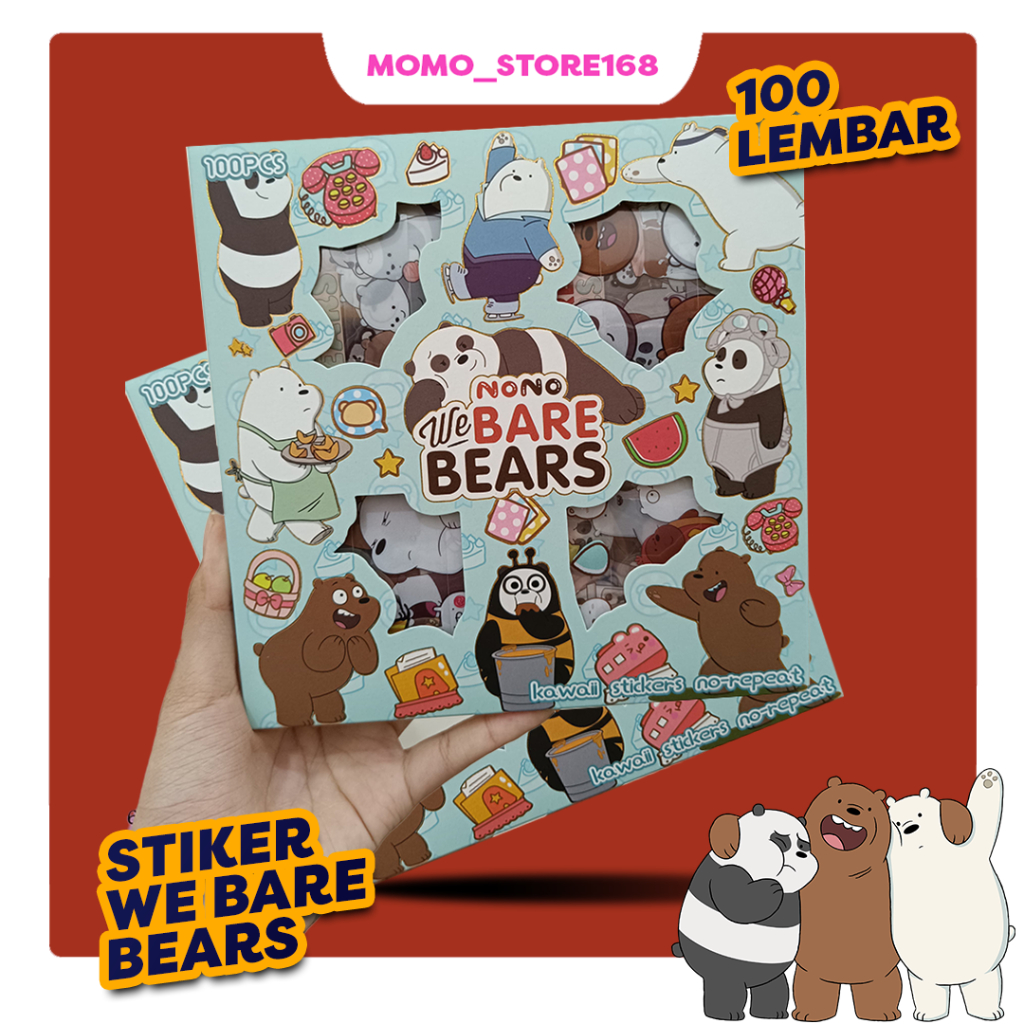 

Stiker We Bare Bear Stiker Momo Nono Cici We Bare Bear Waterproff 100 lembar