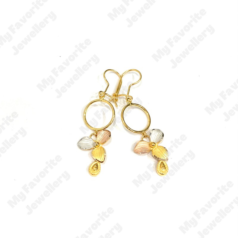 Anting Gantung Lingkar Kembang Emas Asli Kadar 700