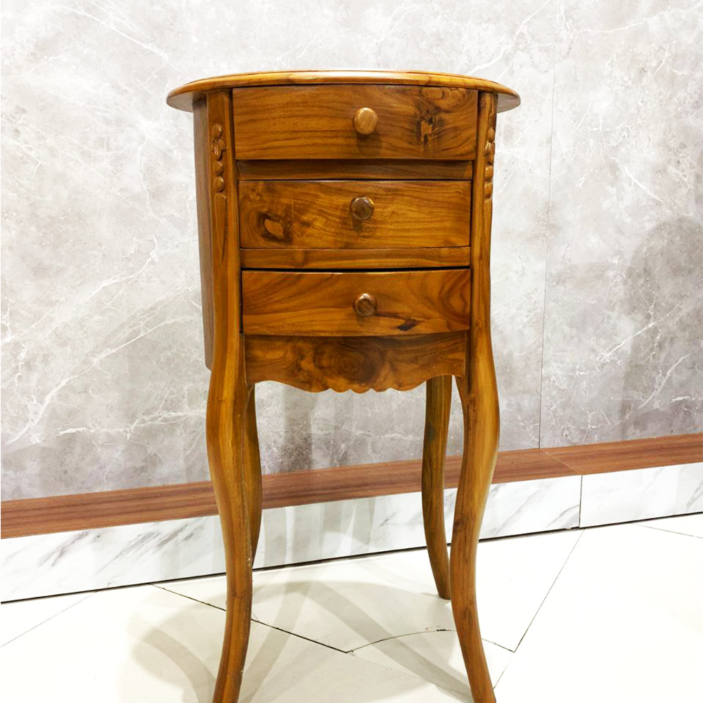 Tripleka-Nakas Bulat Kayu Jati/Meja Kayu/Mebel Jepara